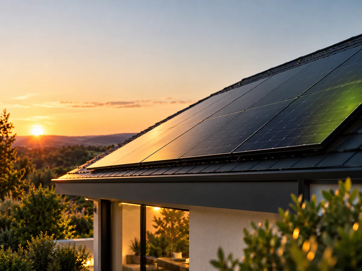 Placas solares fotovoltaicas instaladas en el tejado de una vivienda.